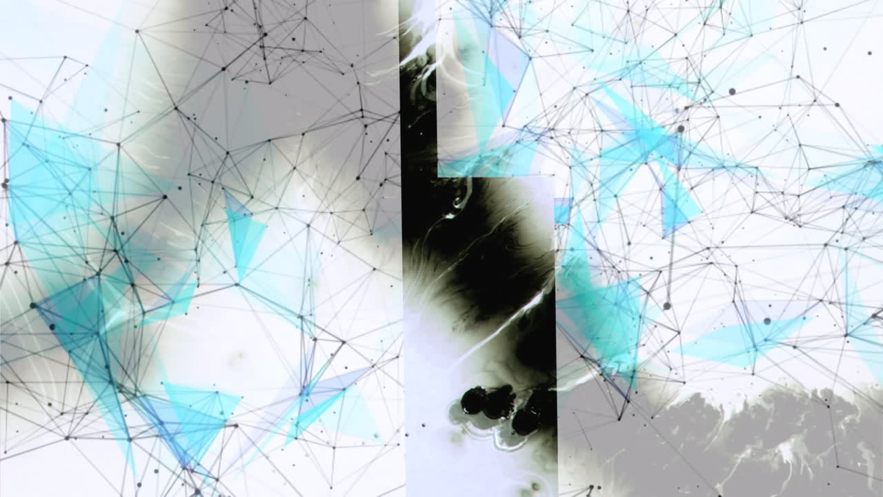 Animation of network of connections and smoke on white background