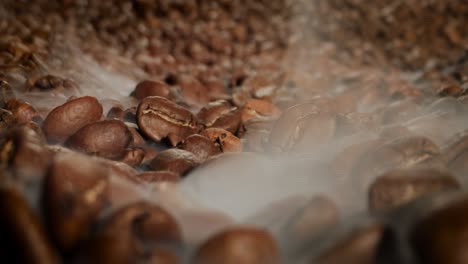 roasted coffee beans with smoke