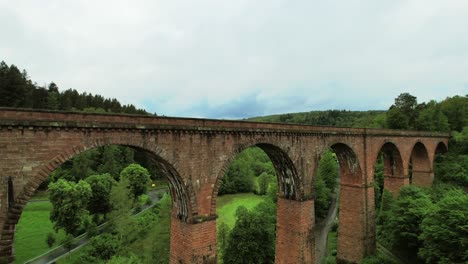 Old-Himbaechel-viaduct,-bridge-in-Germany.-Aerial-view