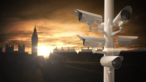 cctv cameras over a busy road in london