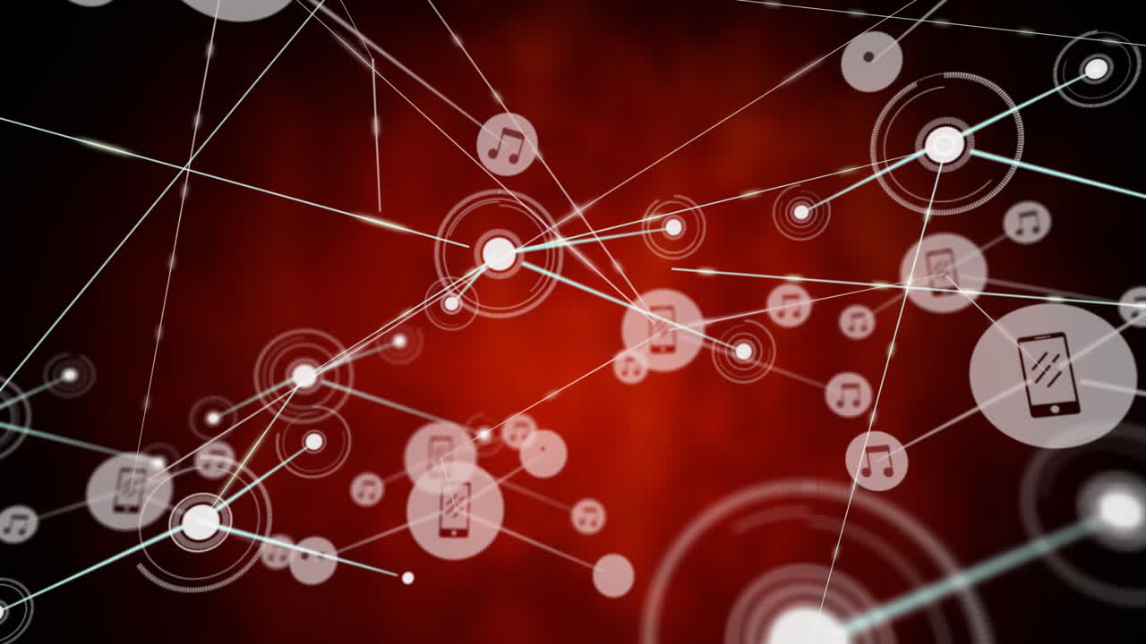 검은색 배경으로 연결 네트워크의 애니메이션