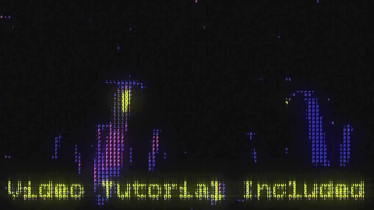 Digitale ASCII-Art-Overlays mit Roboter im Serverraum