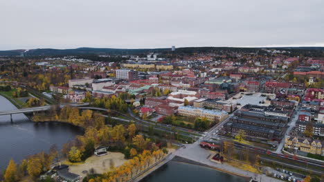 Beautiful-Landscape-Of-The-Island-Of-Östersund,-Sweden-_aerial-shot