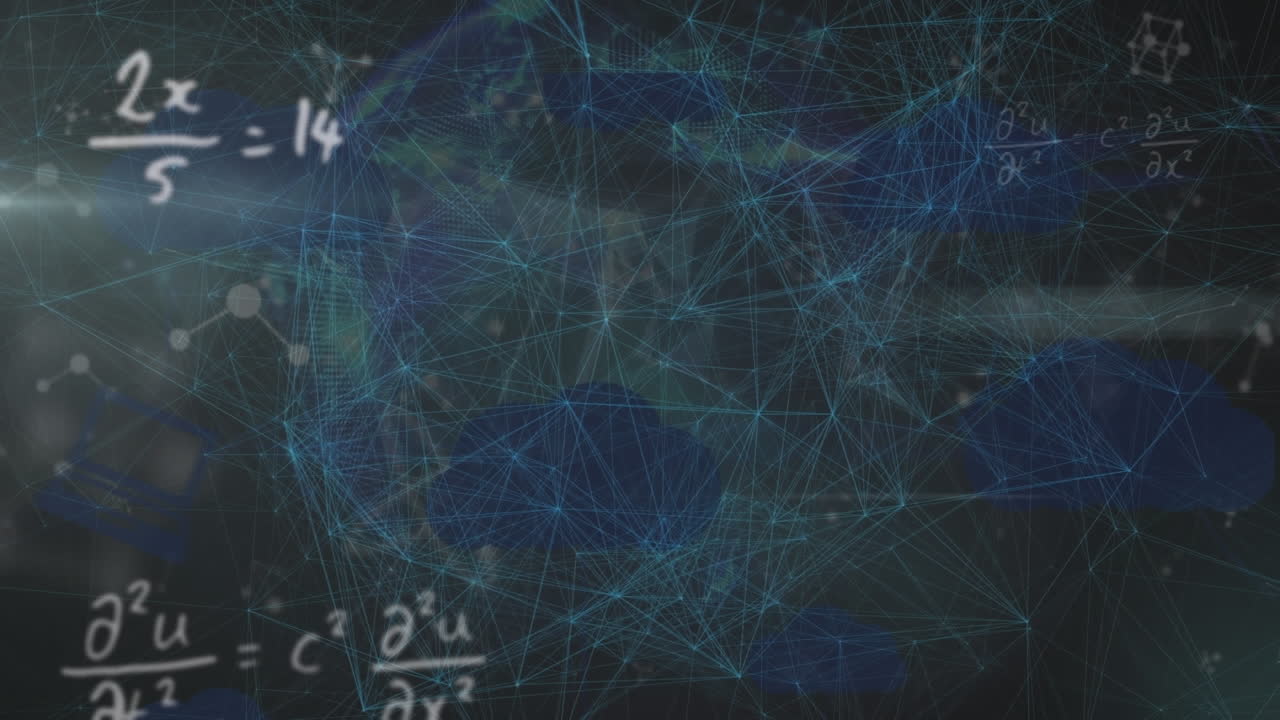 Animation of globe, networks of connections and data processing