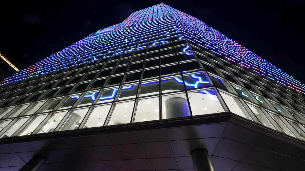 rascacielos iluminado por la noche