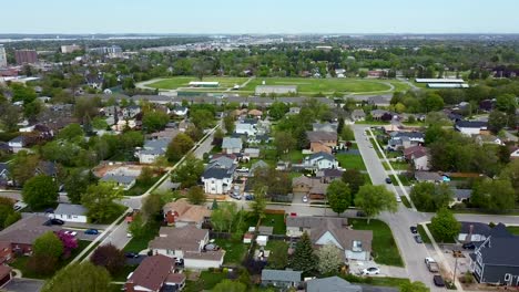 aerial view of a running track nestled in a milton neighborhood