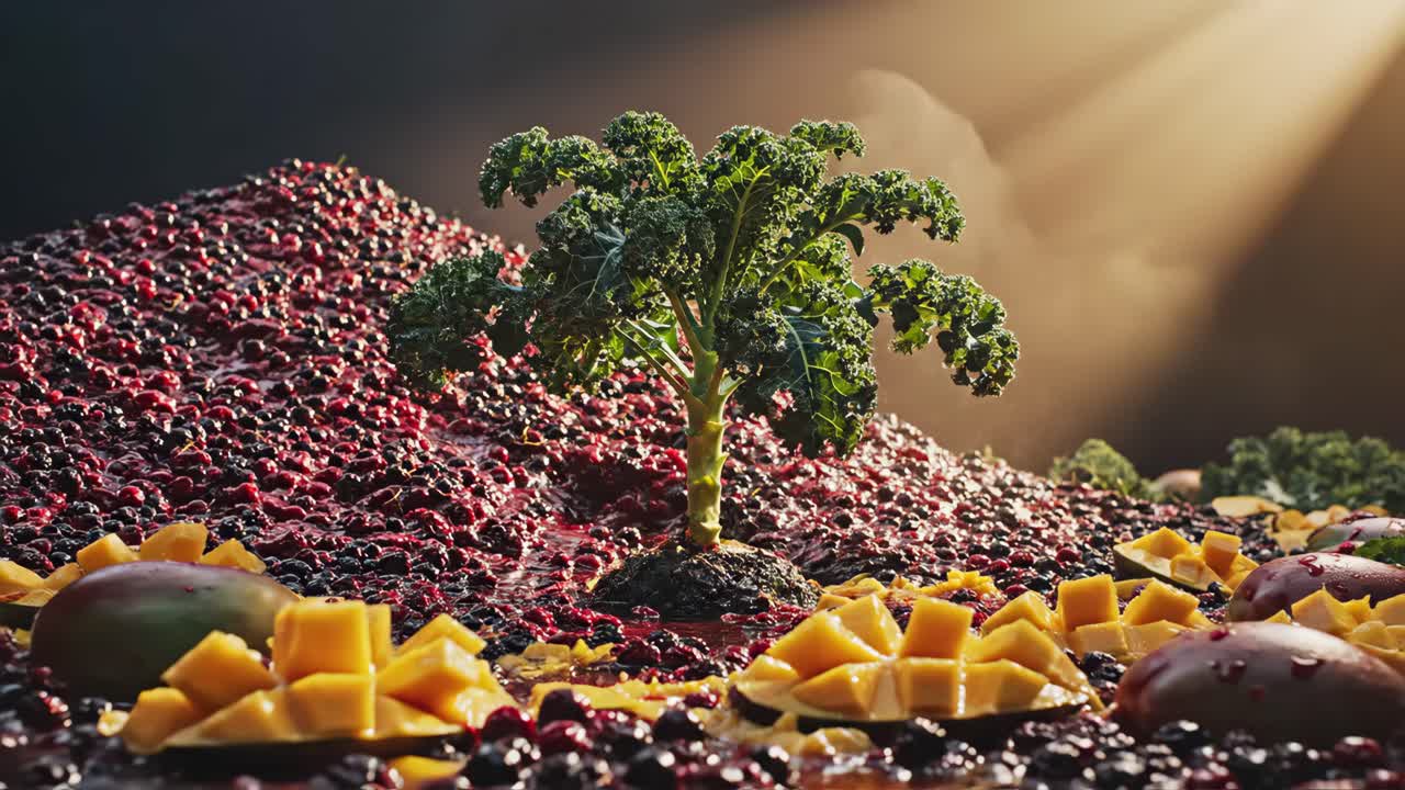 A Kale Tree in a Berry and Mango Landscape
