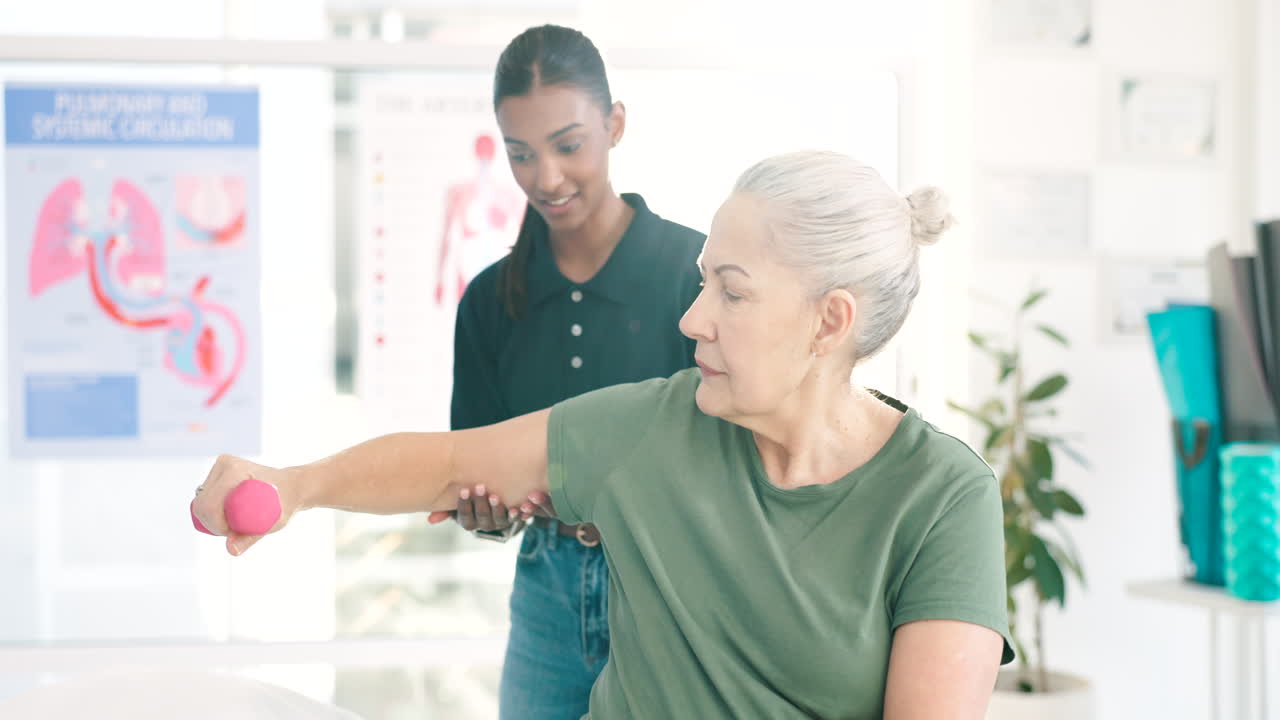 Women, physical therapy and senior patient