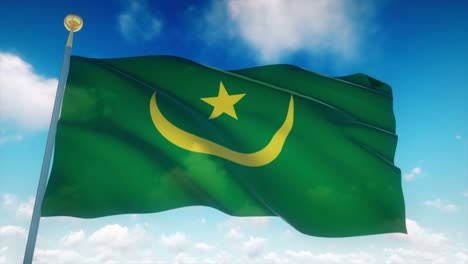 4k bandera muy detallada de mauritania en bucle