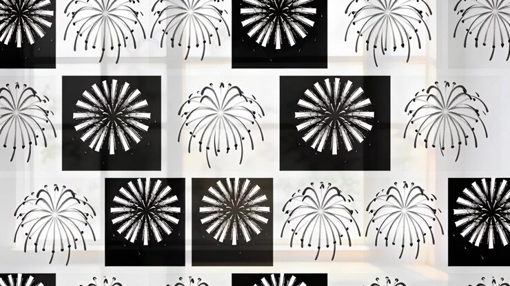 Looping frame causing decal grid shifting bloom, falling on room glass for decor with black tiles