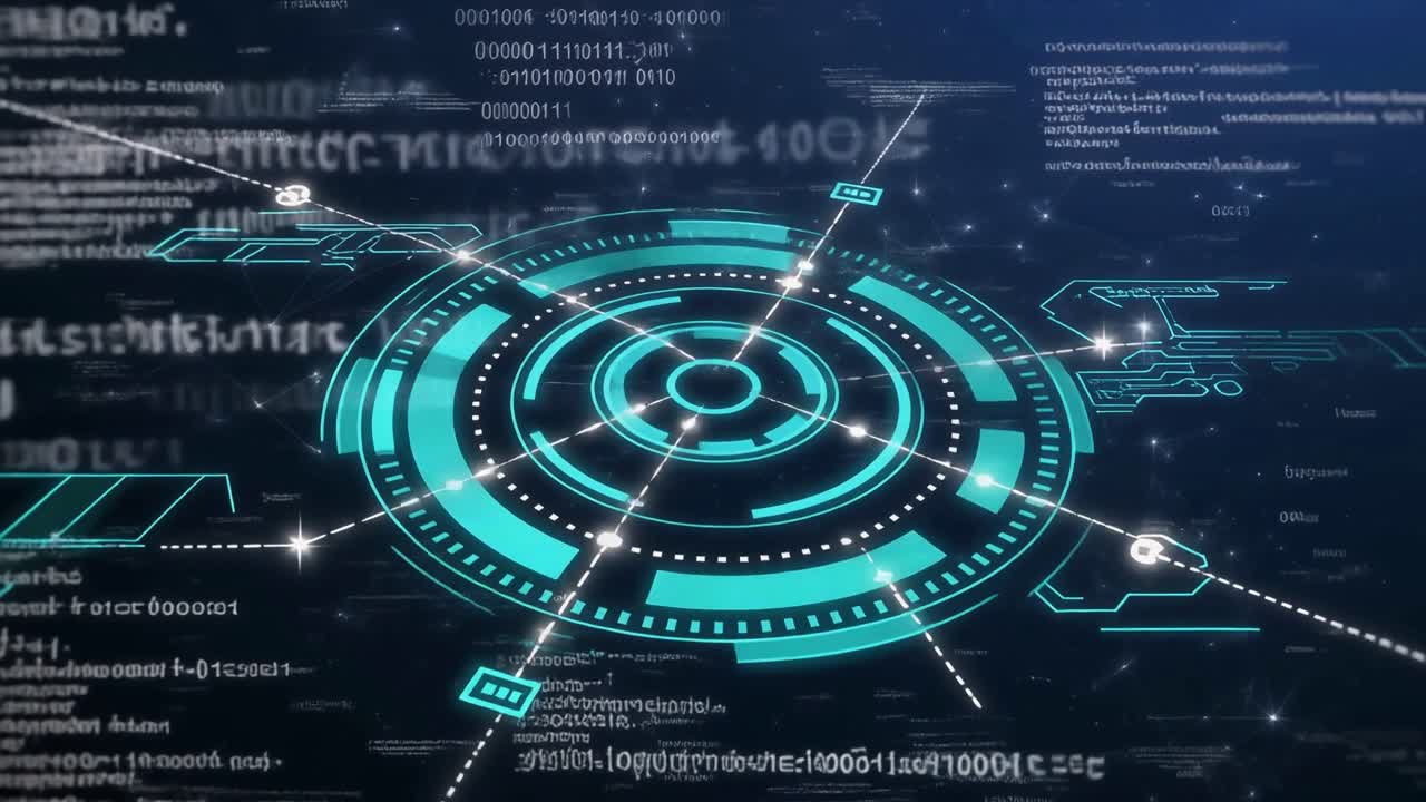Futuristic Digital HUD Interface with Connecting Data Points