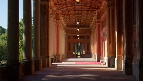 corridor featuring an open colonnade at trinkhalle in the spa town of baden-baden, germany - wide shot