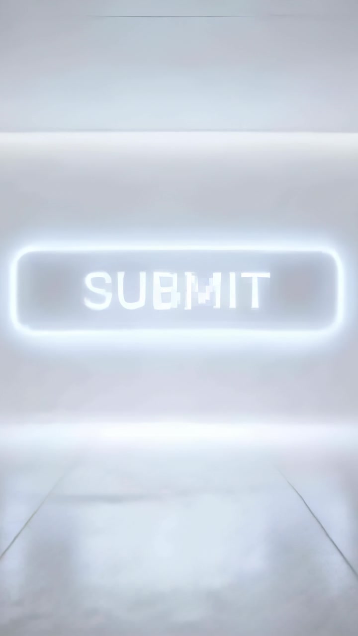 Vertical video: Dolly rolling forward, pulsing SUBMIT button with LED band, emphasizing submission