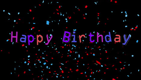 feliz cumpleaños escrito en fondo negro con confeti