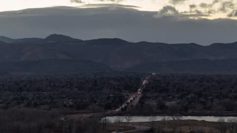 mountain view of suburban city at dusk