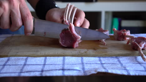 Chef-Preparing-lamb-chops-for-dry-aging,-butchering-process
