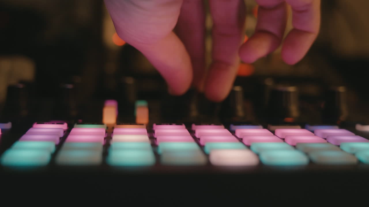 Musician's Hand Playing Electronic Music Controller