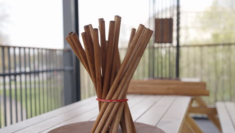 wooden sticks bundle on a table