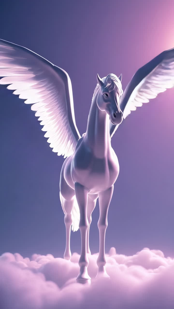 Majestic Pegasus Standing on Clouds