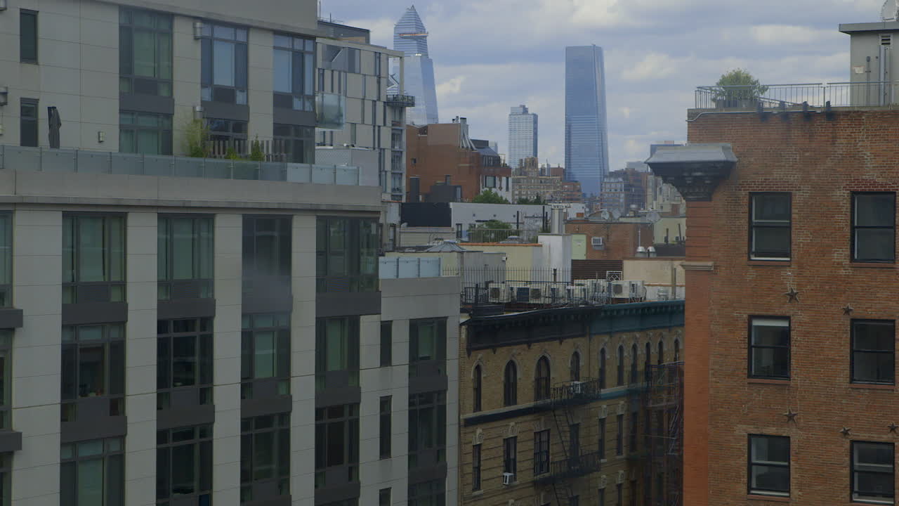 View of New York City buildings from office window