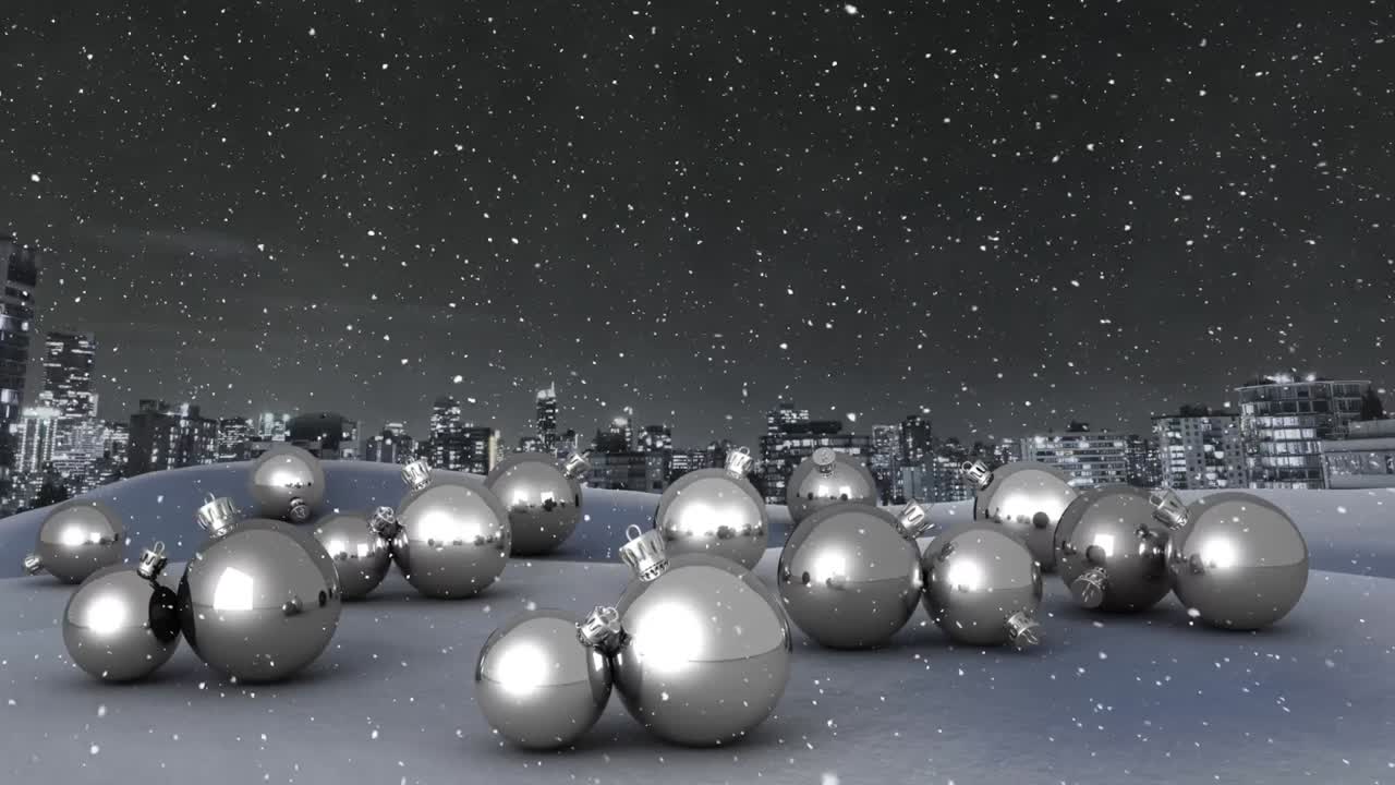 눈이 내리고 크리스마스 장식