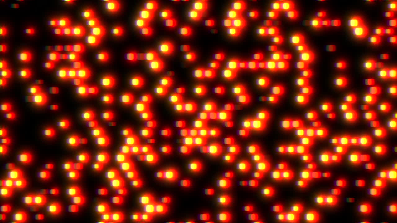 An abstract grid of moving red and yellow dots creates a dynamic visual effect. The pulsating dots form an intriguing pattern, enhancing the overall aesthetic appeal of the image