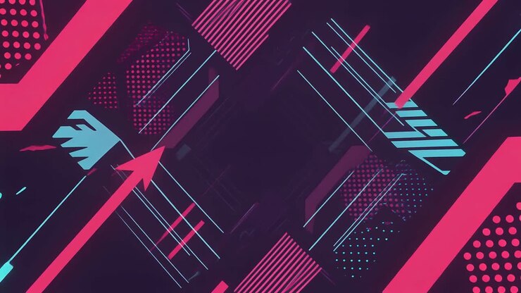 Dynamic Abstract Geometric Pattern with Moving Neon Shapes