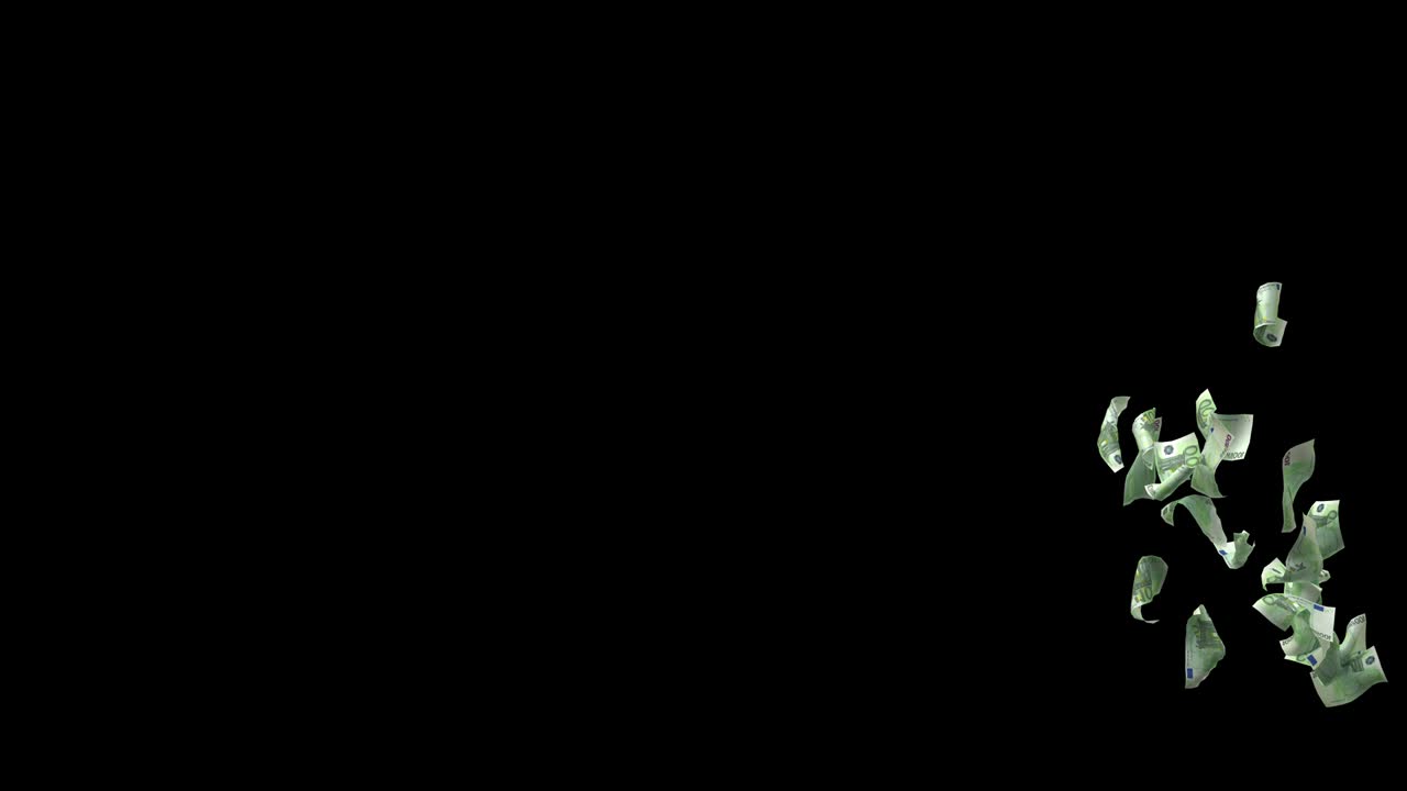 элемент взрыва банкнот евро на синем с альфа-каналом