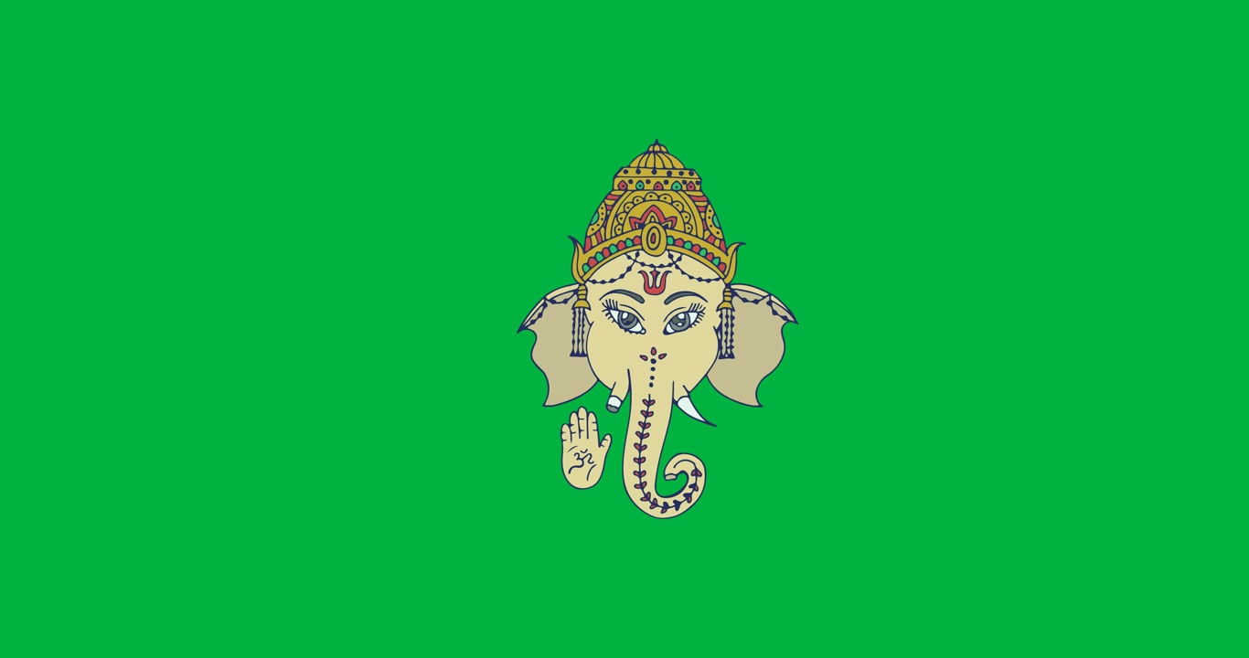 Animazione digitale dell'icona del dio indù Ganpati su sfondo nero