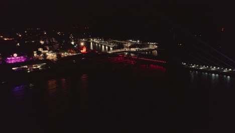 Drone-shot-of-light-show-at-night