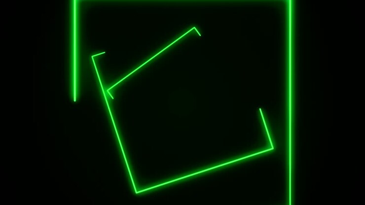 Terowongan Persegi Panjang HUD Futuristik Looping Tanpa Jeda. Grafis Gerak Neon 4K untuk LED