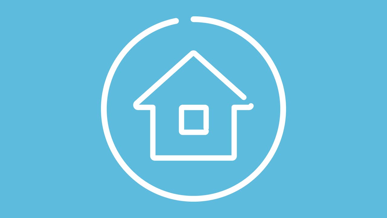 un conjunto de animaciones de líneas de íconos de edificios simples