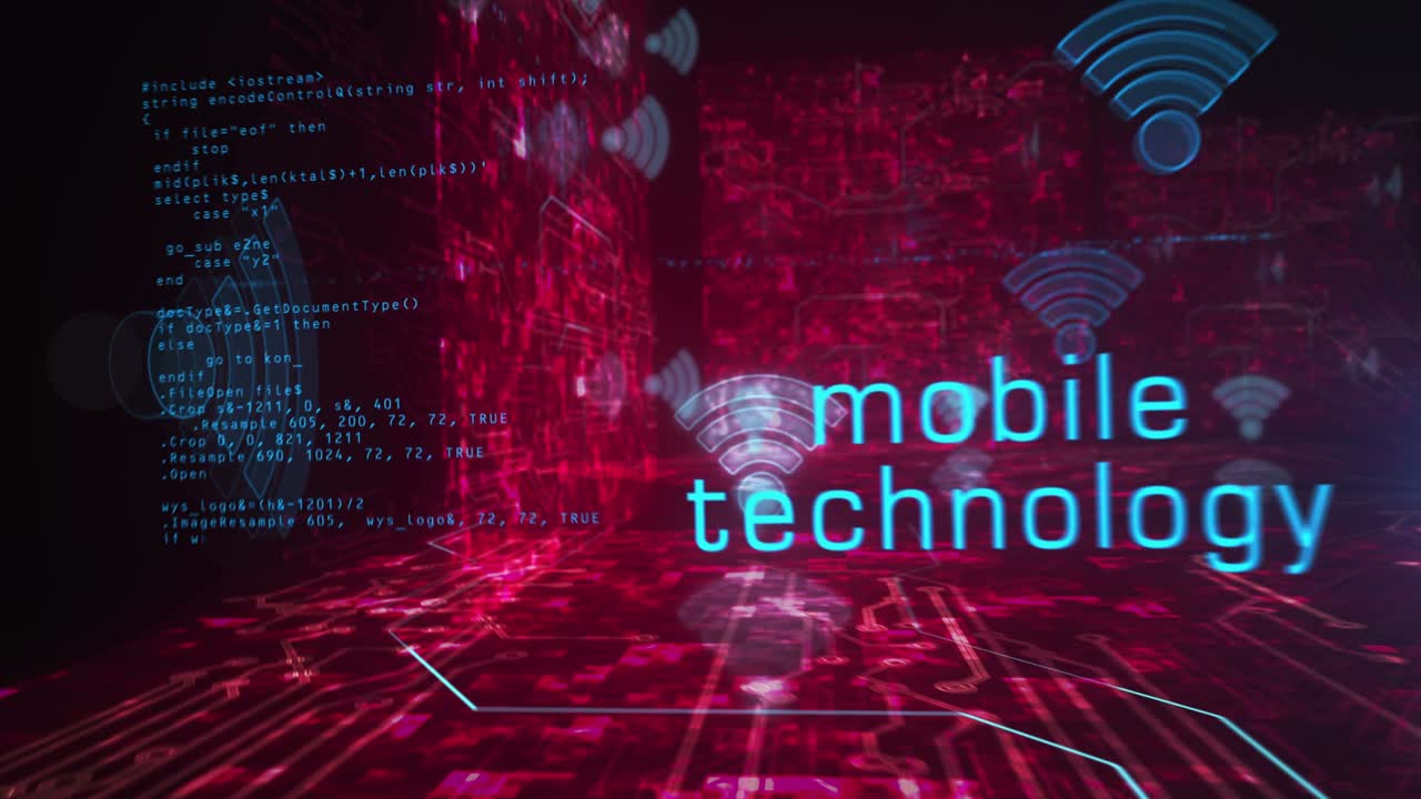 Wifi mobile network communication symbols loop cyber concept