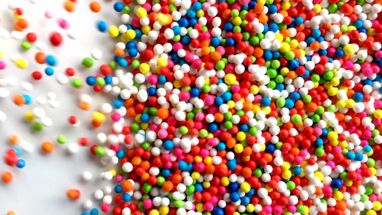 cerca del colorido fondo de azúcar salpicado.