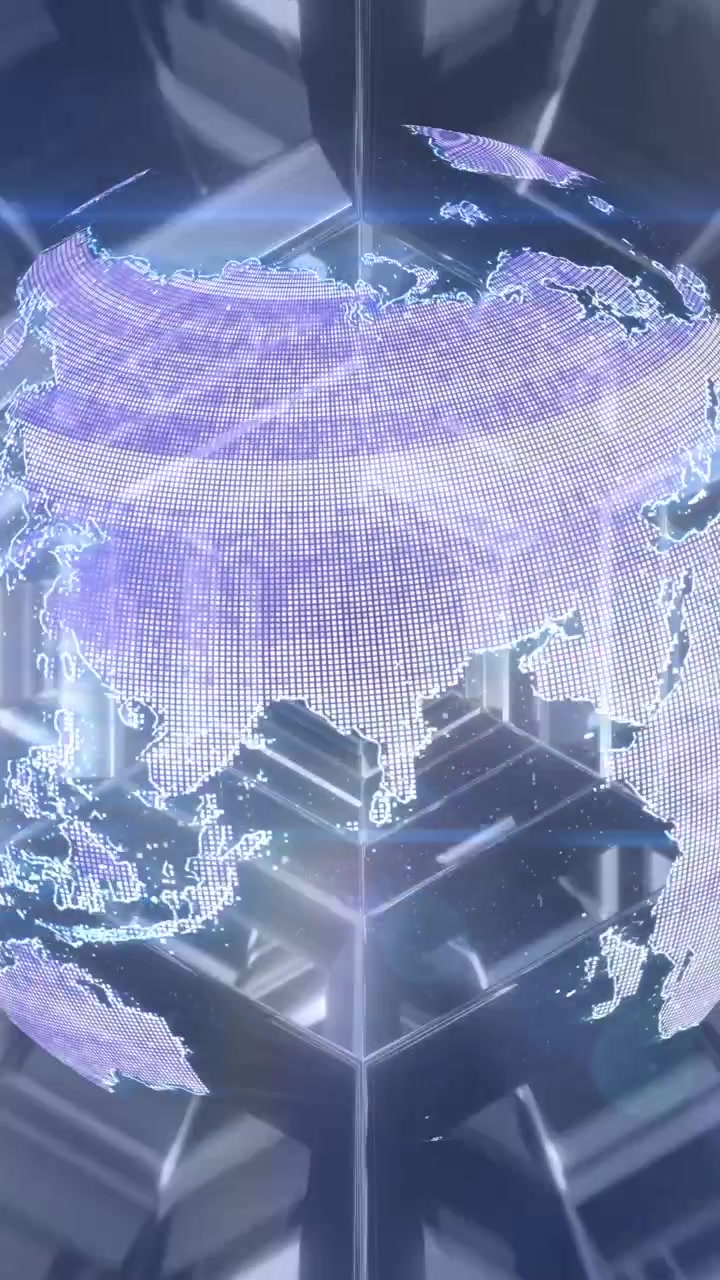 Animation of data processing, globe and network of connections