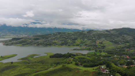 aerial panning lake calima - colombia