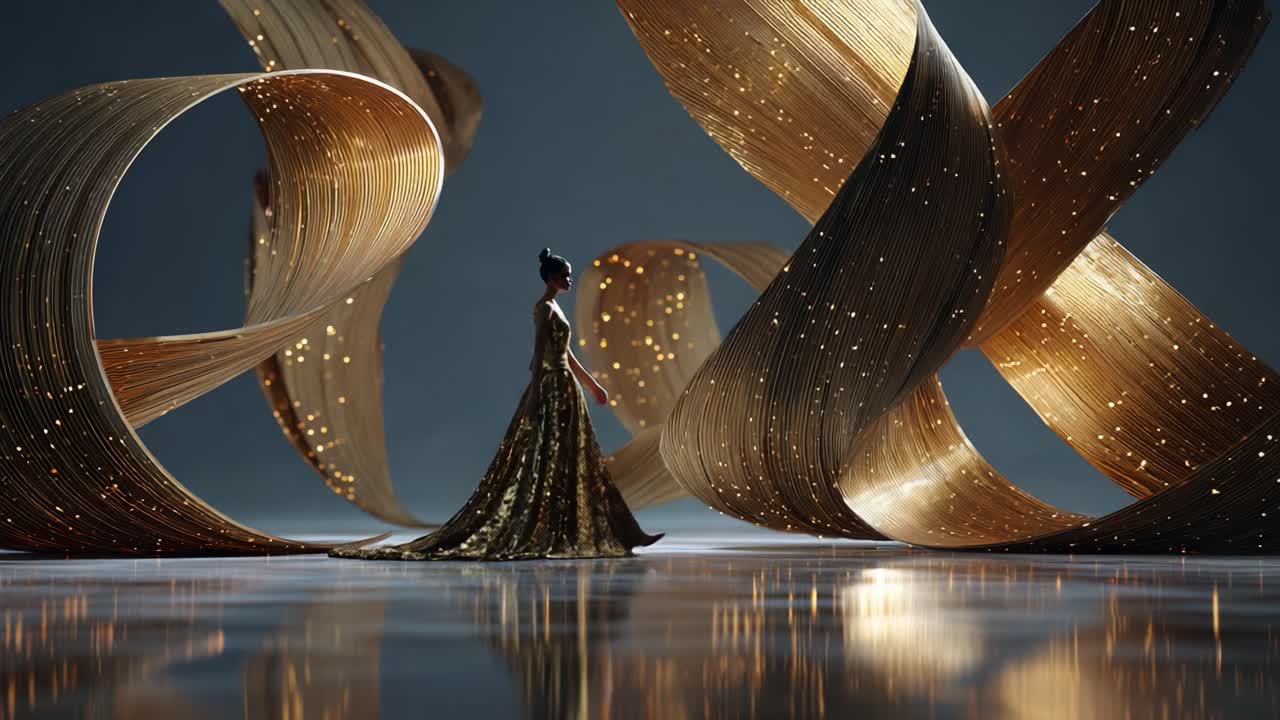 Elegant Woman in Gold Dress