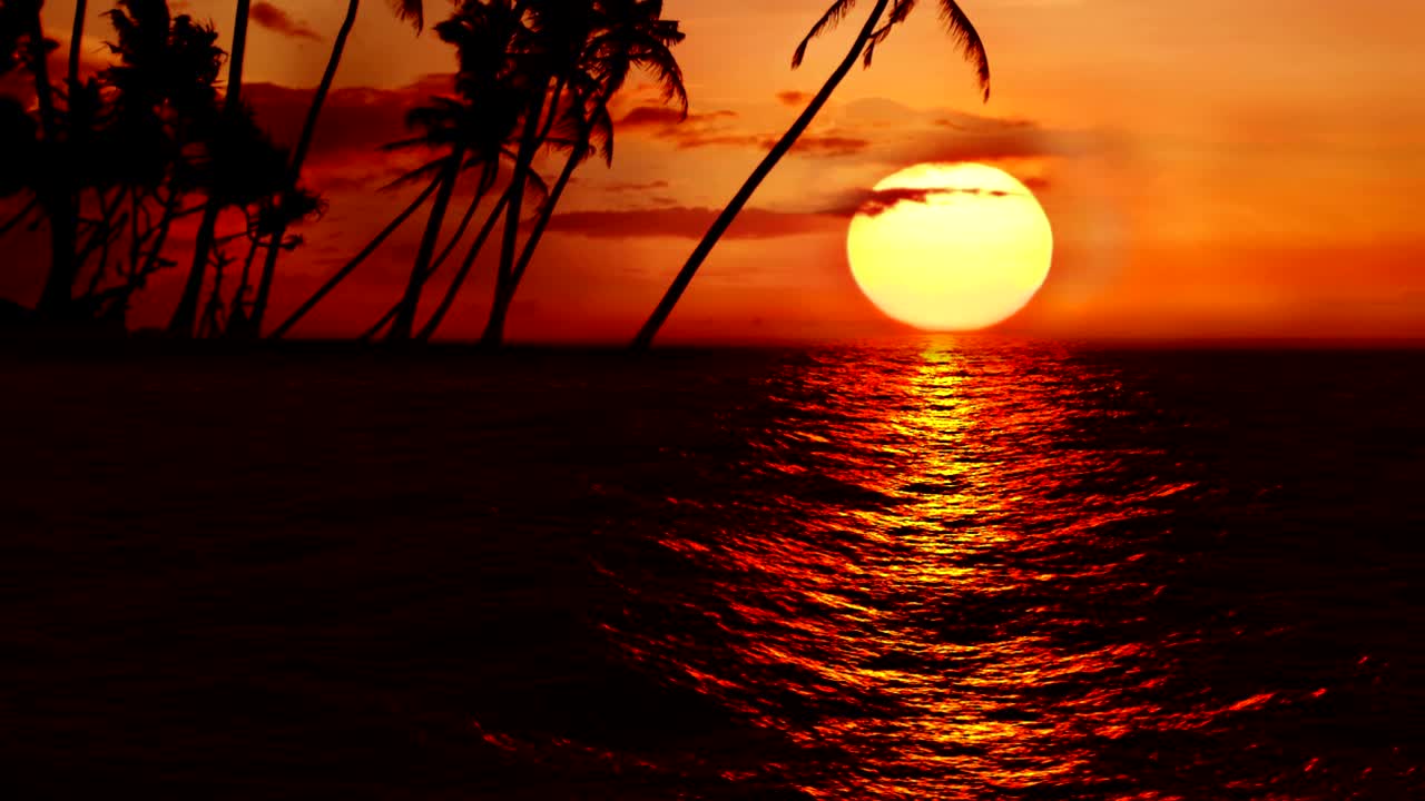 ciclo senza interruzioni del movimento delle onde dell'oceano al tramonto