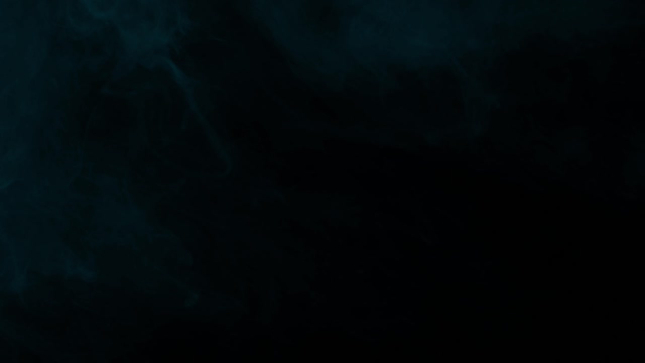 Very subtle and dark cyan smoke wisps appear and move slowly. Isolated on black background, ideal for compositing