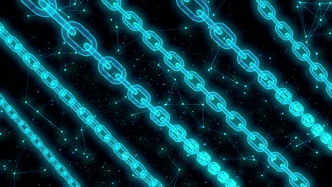 animación de bucle de tecnología de enlace de cadena de bloques de hologramas