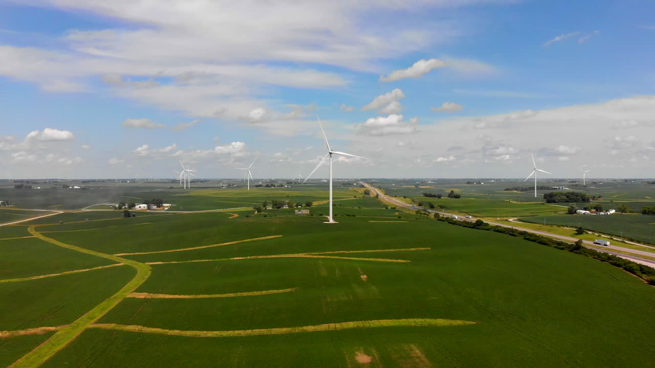 녹색 신재생 에너지를 위한 풍력 터빈의 4k 영상