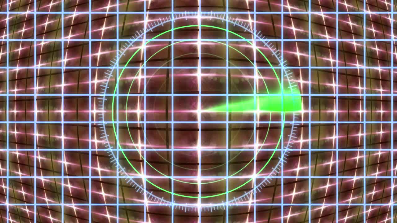 레이더 그리드와 움직이는 배경이있는 hud 패널. 모션 그래픽