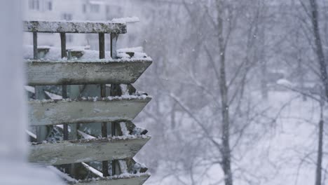 Patio-with-Snow-Frost-during-Winter-Snowstorm,-Static-View,-Conceptual