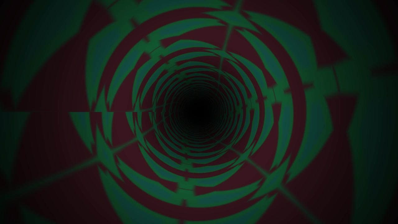 Flying Through a Dark Green Abstract Tunnel Wormhole Animation