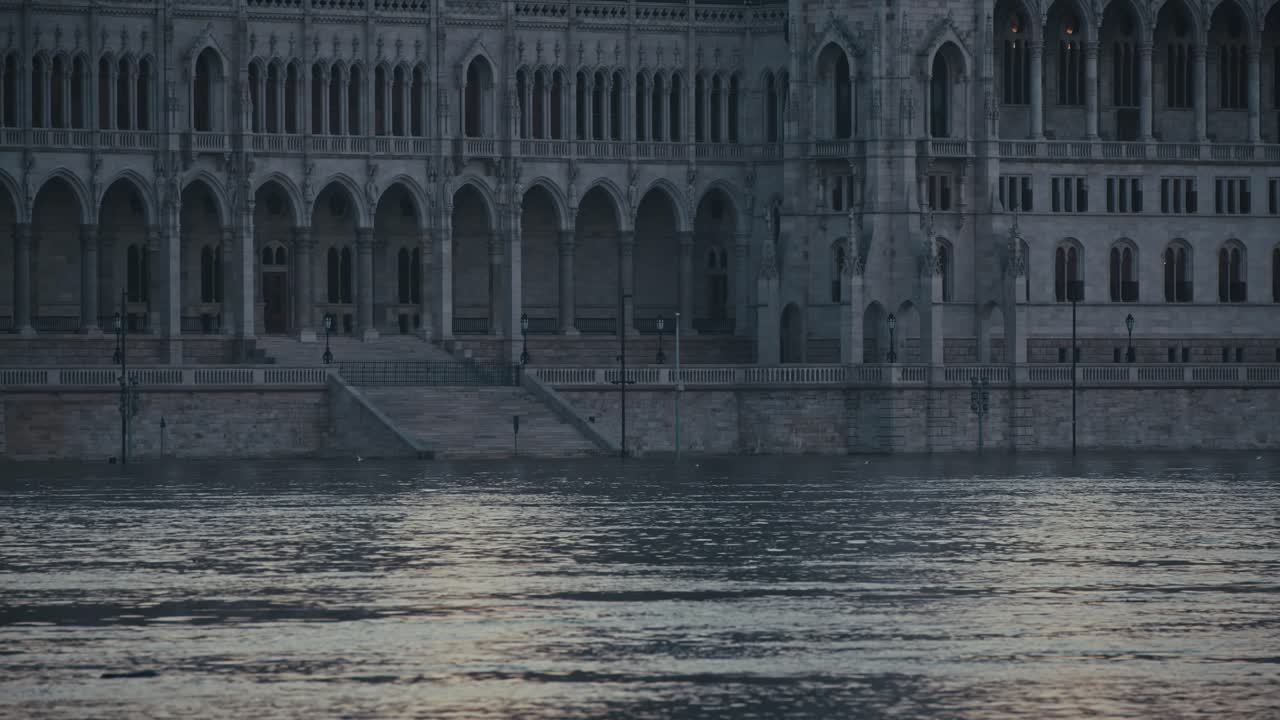 Floodwaters surround the Hungarian Parliament Building in Budapest