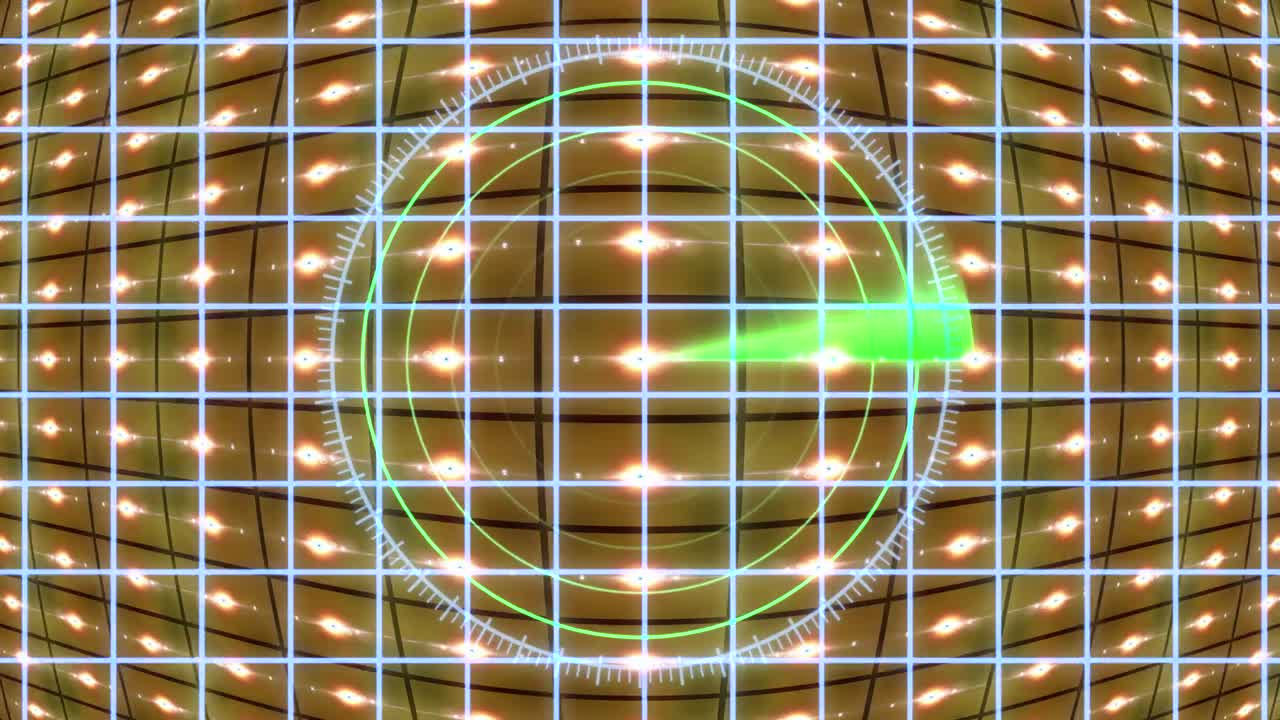 레이더 그리드와 움직이는 배경이있는 hud 패널. 모션 그래픽