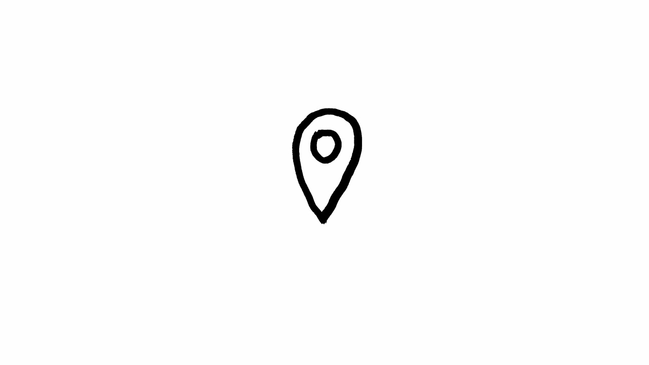 Hand Drawn Animated Location Pin Icon on White Background