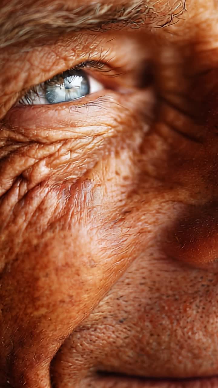 Close-Up Portrait Showcasing Eye and Facial Features of an Elderly Man Highlighting Character, Age Lines, and Unique Expression in a Detailed Perspective