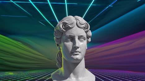 ancient bust in a retro cyberpunk style