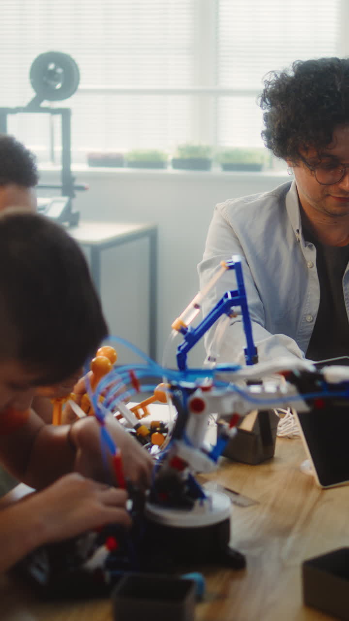 Students learning about robotics